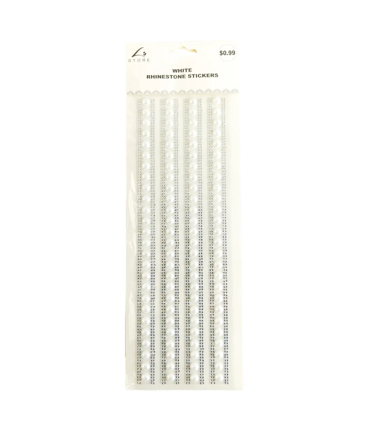 White Strip Rhinestone Stickers