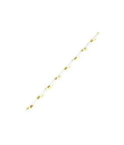 White With Gold Dots Paper Straws 40pk
