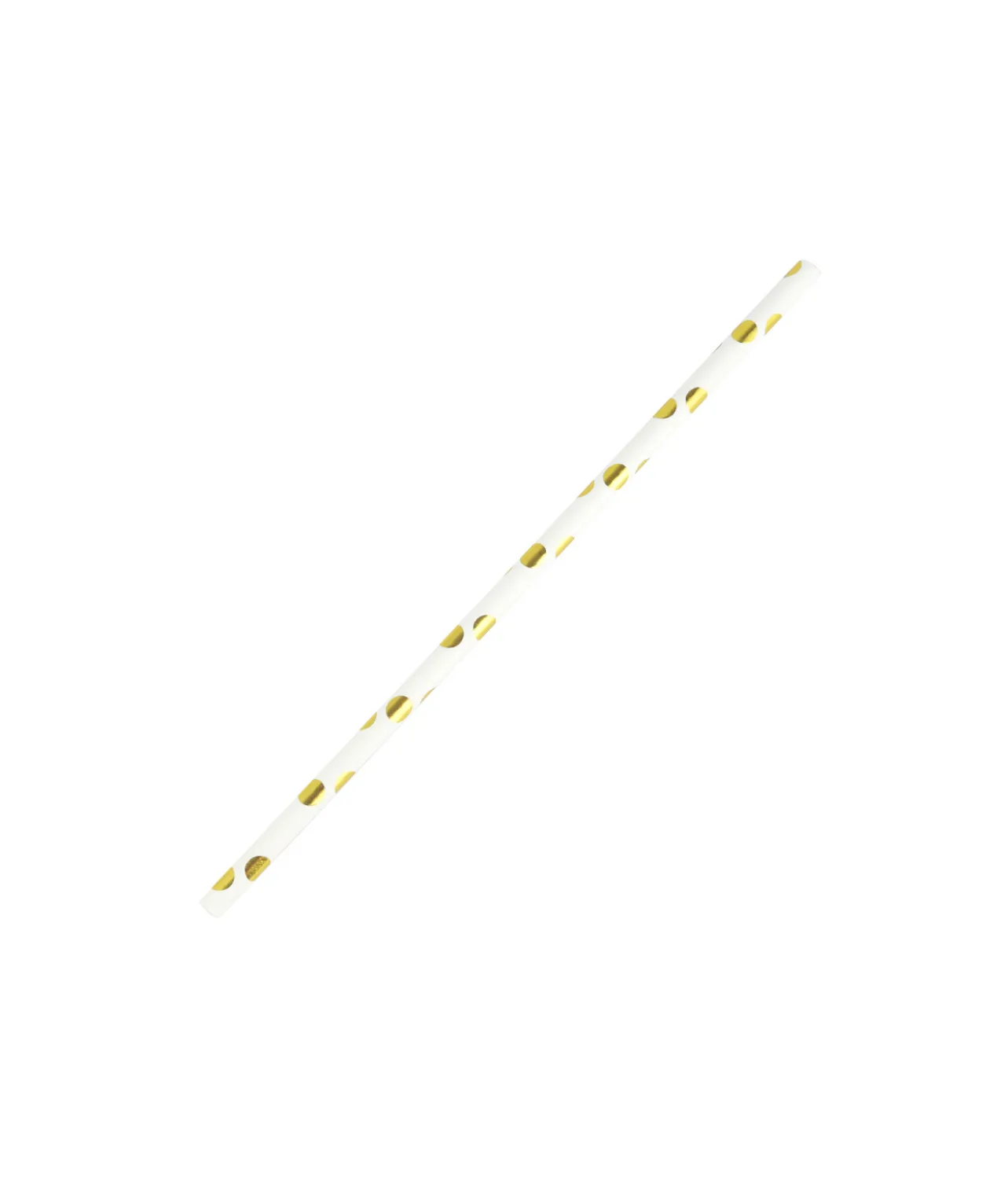 White With Gold Dots Paper Straws 40pk