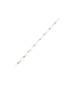 White With Rose Gold Dots Paper Straws 40pk