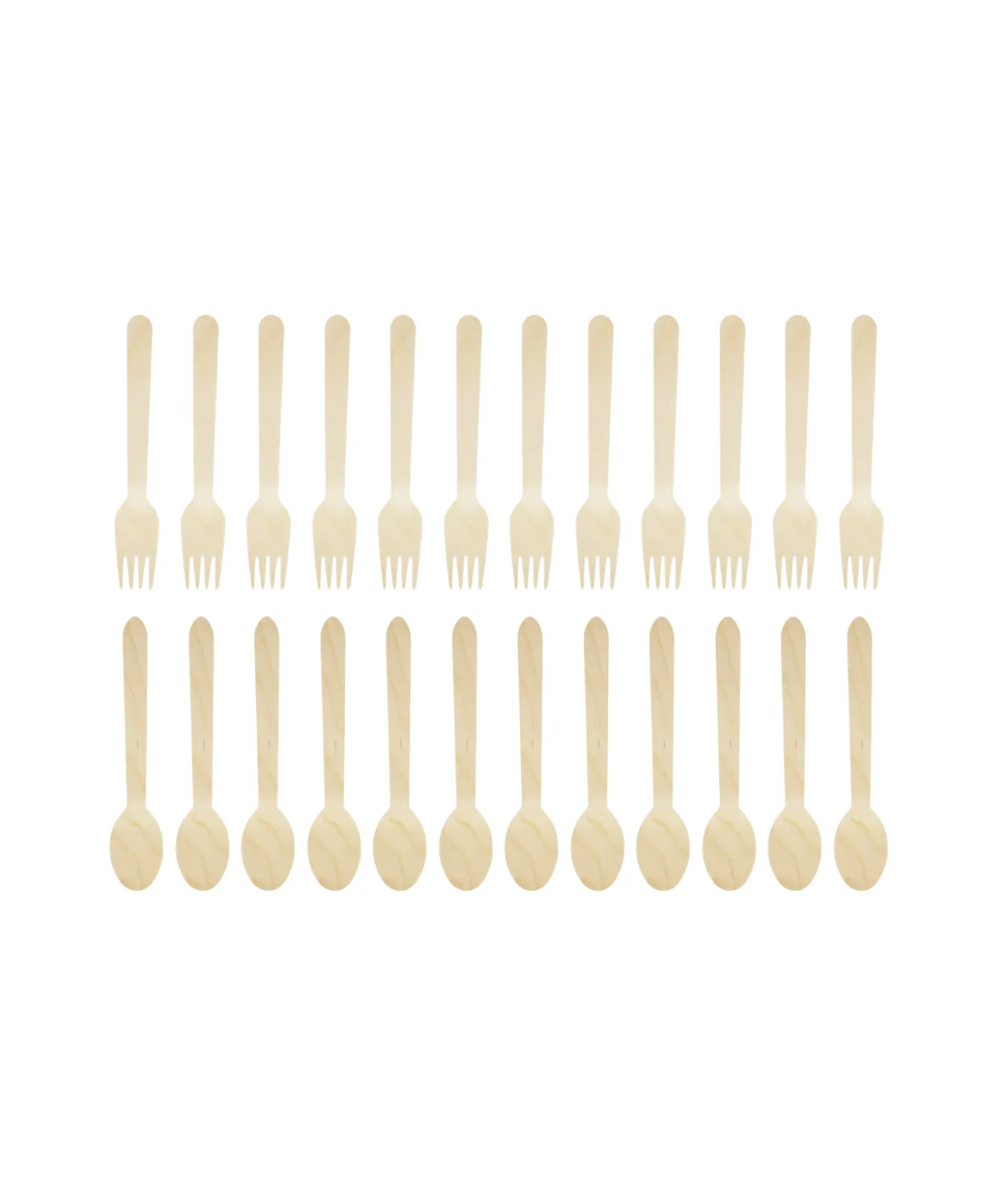 Wooden Spoons & Forks 16cm 24pk